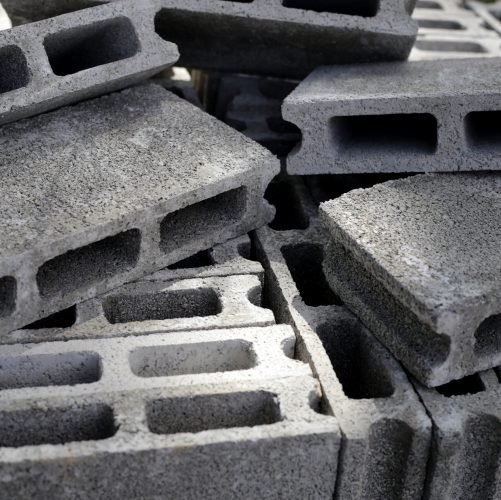 Stack of cement bricks, cement blocks